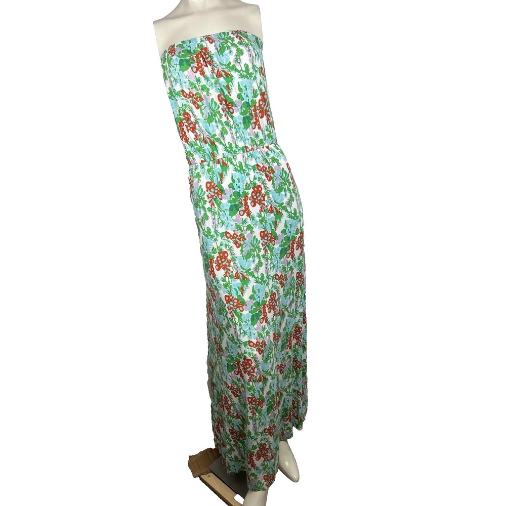Lilly Pulitzer Marlisa Maxi Dress Mini Bee In Your Bonnet Floral Strapless sz S